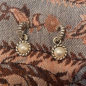 Brighton Silver Pearl & CZ Earrings.